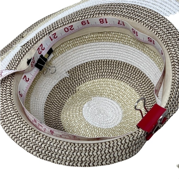 Magid Floppy Wide Brim Woven Paper Sun Hat Size 23 Large Straw Tan Brown Stripe - Picture 7 of 10